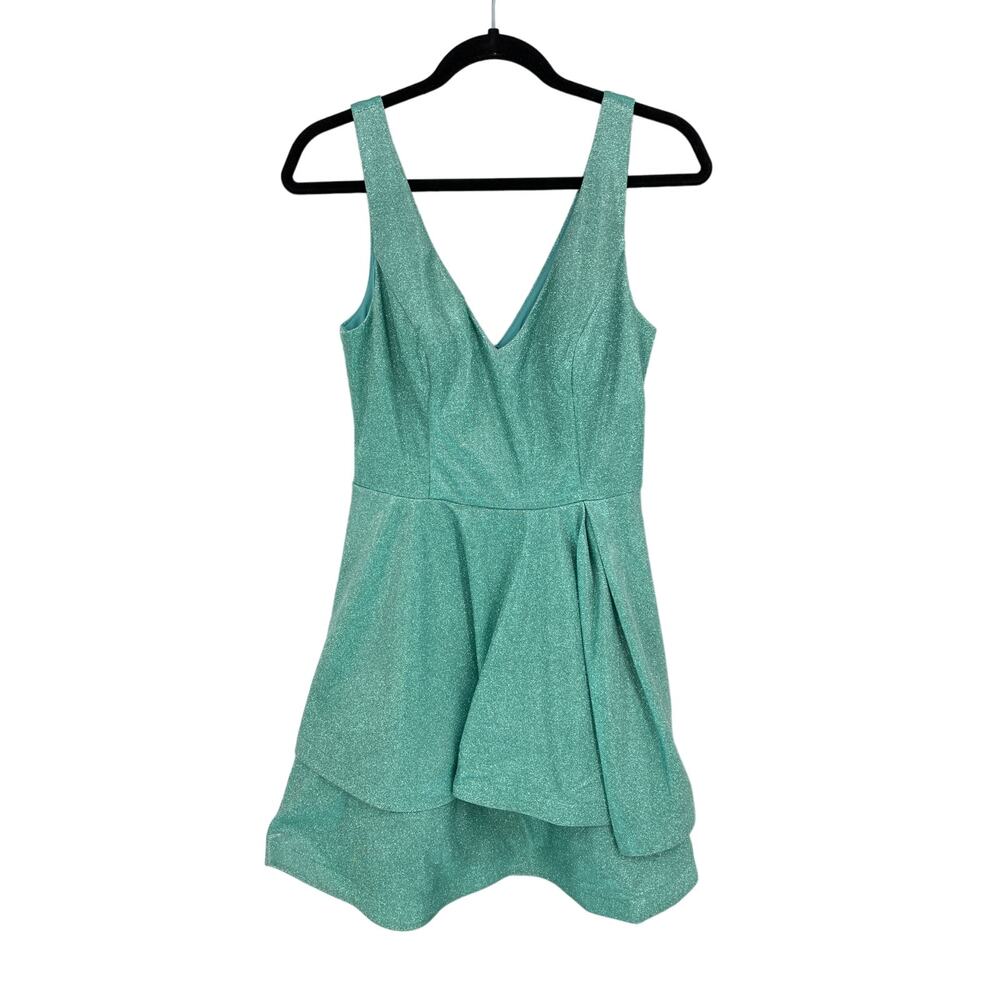 Teeze Me Dress Junior Womens 9/10 Shimmer Glitter Blue Fit N Flare